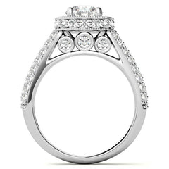 Antique Pave Halo Moissanite Engagement Ring