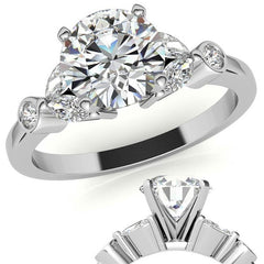 Round & Marquise Moissanite Engagement Ring