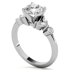 Round & Marquise Moissanite Engagement Ring