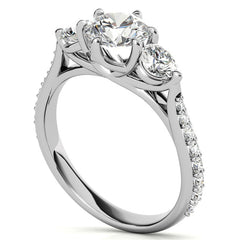 6-Prong Trellis Three-Stone Moissanite Engagement Ring