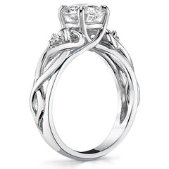 Heart Design Round Brilliant Moissanite Engagement Ring
