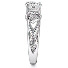 Heart Design Round Brilliant Moissanite Engagement Ring