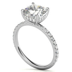 Cushion Moissanite Engagement Ring with Pave Accented Basket