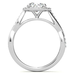 Round Brilliant Moissanite Twisted Cathedral Halo Engagement Ring