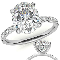 Oval Moissanite Diamond Pave Basket Engagement Ring