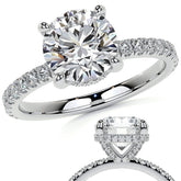 Round Brilliant Moissanite Diamond Pave Basket Engagement Ring