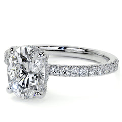 Oval Moissanite Diamond Pave Basket Engagement Ring