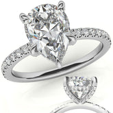 Pear Moissanite Diamond Pave Basket Engagement Ring