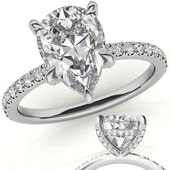 Pear Moissanite Diamond Pave Basket Engagement Ring