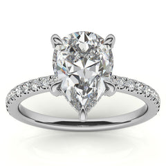 Pear Moissanite Diamond Pave Basket Engagement Ring
