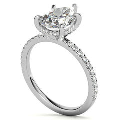 Pear Moissanite Diamond Pave Basket Engagement Ring