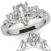 Three-Stone Pear Moissanite Engagement Ring