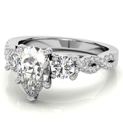Three-Stone Pear Moissanite Engagement Ring