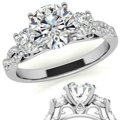Three-Stone Round Brilliant Moissanite Engagement Ring