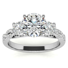 Three-Stone Round Brilliant Moissanite Engagement Ring