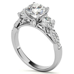 Three-Stone Round Brilliant Moissanite Engagement Ring