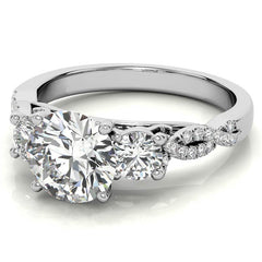Three-Stone Round Brilliant Moissanite Engagement Ring