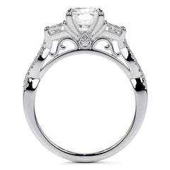 Three-Stone Emerald / Radiant Moissanite Engagement Ring