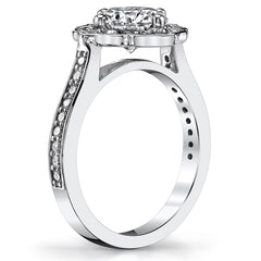 Round Brilliant Moissanite Engagement Ring with Floral Style Halo