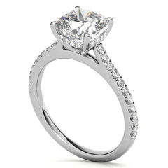 Cathedral & Collar Cushion Moissanite Engagement Ring