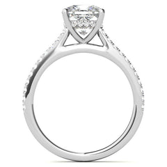 Cathedral & Collar Cushion Moissanite Engagement Ring