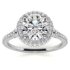 Cathedral Halo & Side Halo Oval Moissanite Engagement Ring
