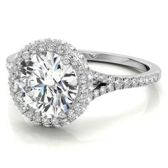 Cathedral Halo & Side Halo Oval Moissanite Engagement Ring