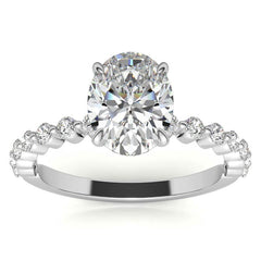 Oval Moissanite and Diamond Band Engagement Ring