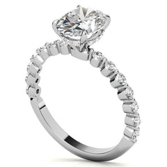 Oval Moissanite and Diamond Band Engagement Ring