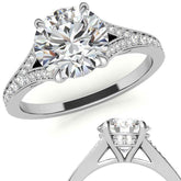 Cathedral Split Shank Round Brilliant Moissanite Engagement Ring