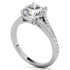 Cathedral Split Shank Round Brilliant Moissanite Engagement Ring