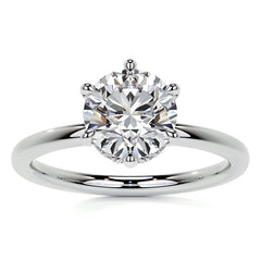 Diamond Collar 6-Prong Round Brilliant Moissanite Engagement Ring