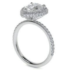 Pear Moissanite Top & Side Halo Eng Ring