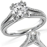Round Trellis Split Shank Moissanite Engagement Ring