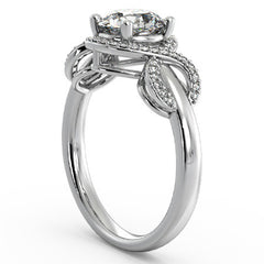 Round Ribbon Halo Moissanite Engagement Ring