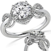 Round Ribbon Halo Moissanite Engagement Ring