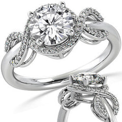 Round Ribbon Halo Moissanite Engagement Ring