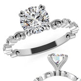 Scroll Diamond Bezel Engagement Ring
