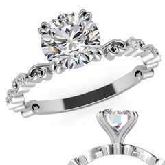 Scroll Diamond Bezel Engagement Ring
