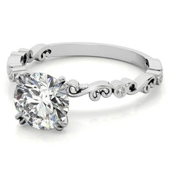 Scroll Diamond Bezel Engagement Ring