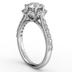 Round Floral-Style Moissanite Engagement Ring