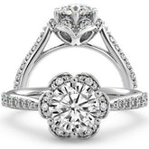 Round Floral-Style Moissanite Engagement Ring
