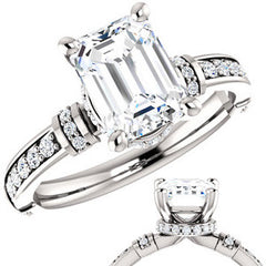 Emerald / Radiant cut Moissanite Engagement Ring