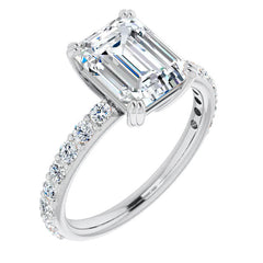 Emerald cut Moissanite Double Prong Engagement Ring