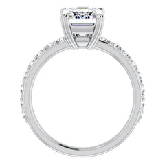 Emerald cut Moissanite Double Prong Engagement Ring