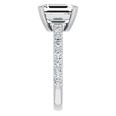 Emerald cut Moissanite Double Prong Engagement Ring