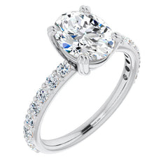 Oval Cut Moissanite Double Prong Engagement Ring
