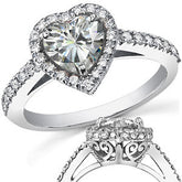 Heart Halo Moissanite Engagement Ring