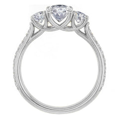 Oval & Round Three-Stone Moissanite Engagement Ring