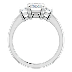 Emerald cut Moissanite Three-Stone Engagement Ring
